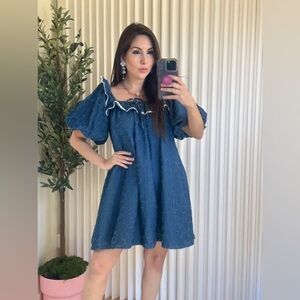 NWT Aureum Denim Flower Pattern dress size L